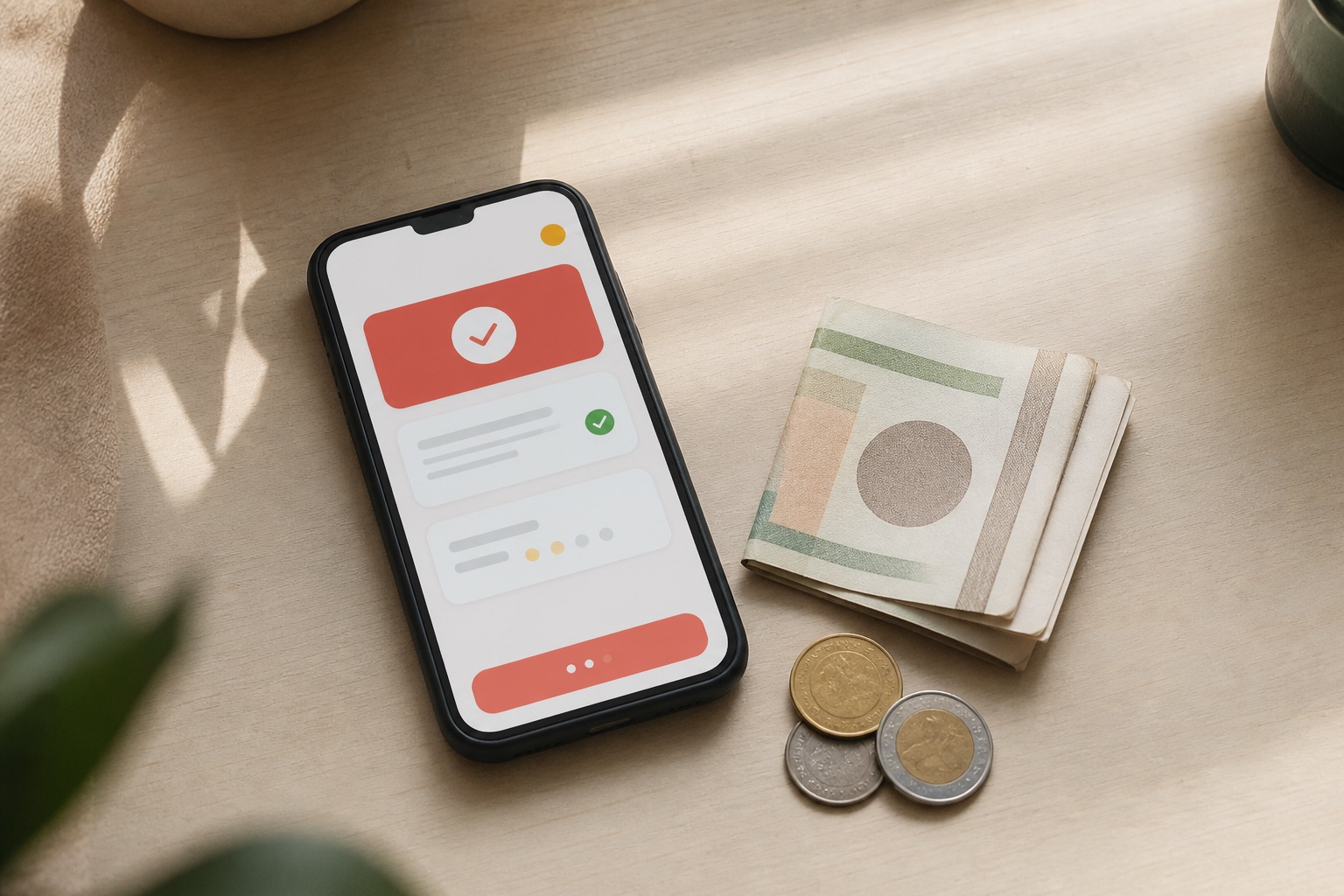 A phone with completed app testing tasks beside a small cash reward